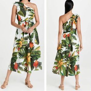 NWT Farm Rio White Cocoa Forest One Shoulder Dress